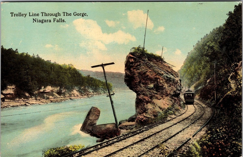 Niagara Falls NY-New York, Trolley Line through the Gorge, Vintage Postcard
