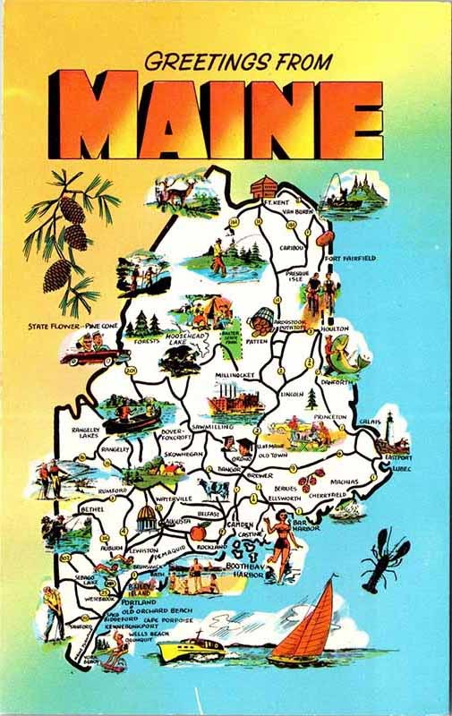 Postcard TOURIST ATTRACTION SCENE State of Maine ME AM7585