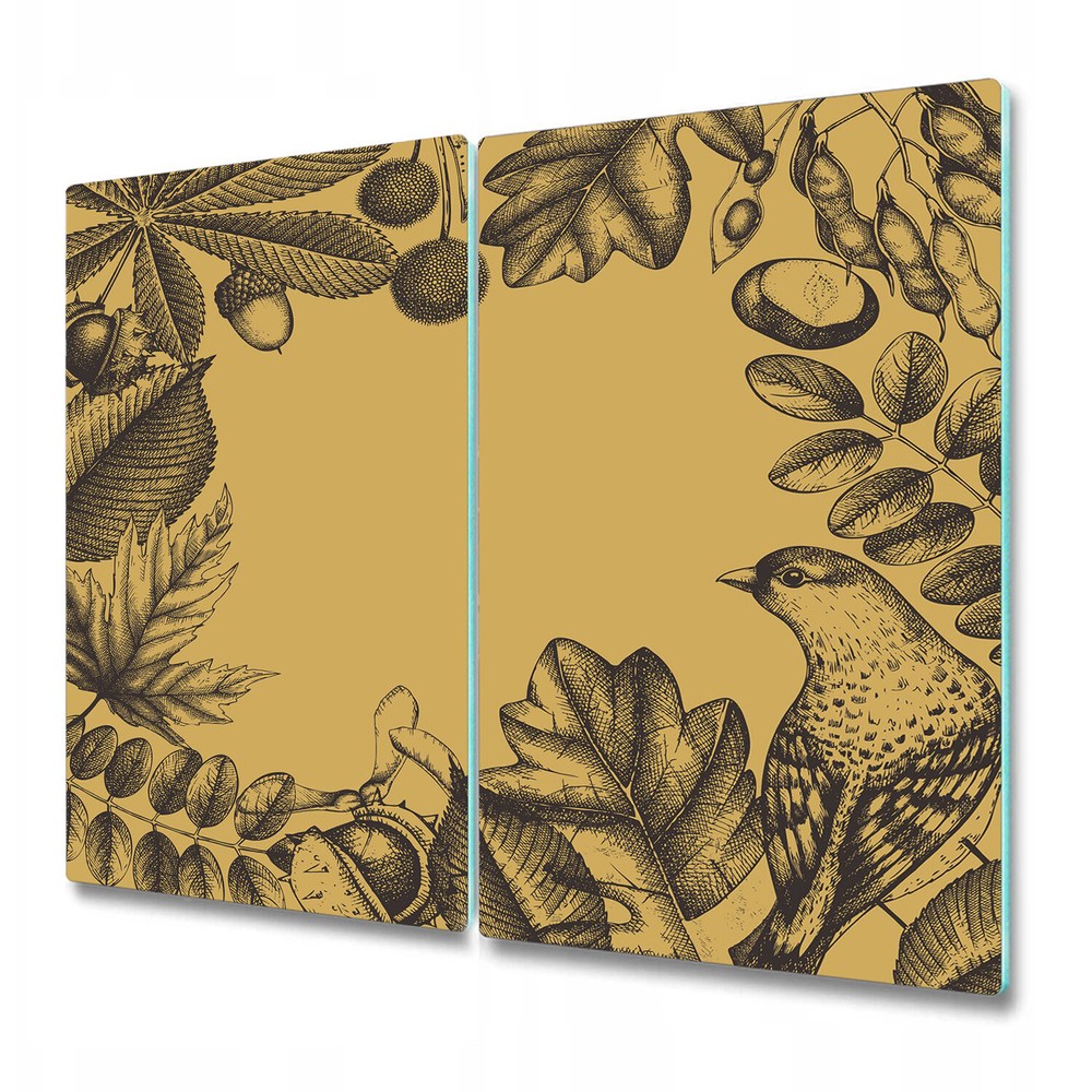 Glass Kitchen Chopping Cutting Board Autumn leaves brown and yellow 2x30x52