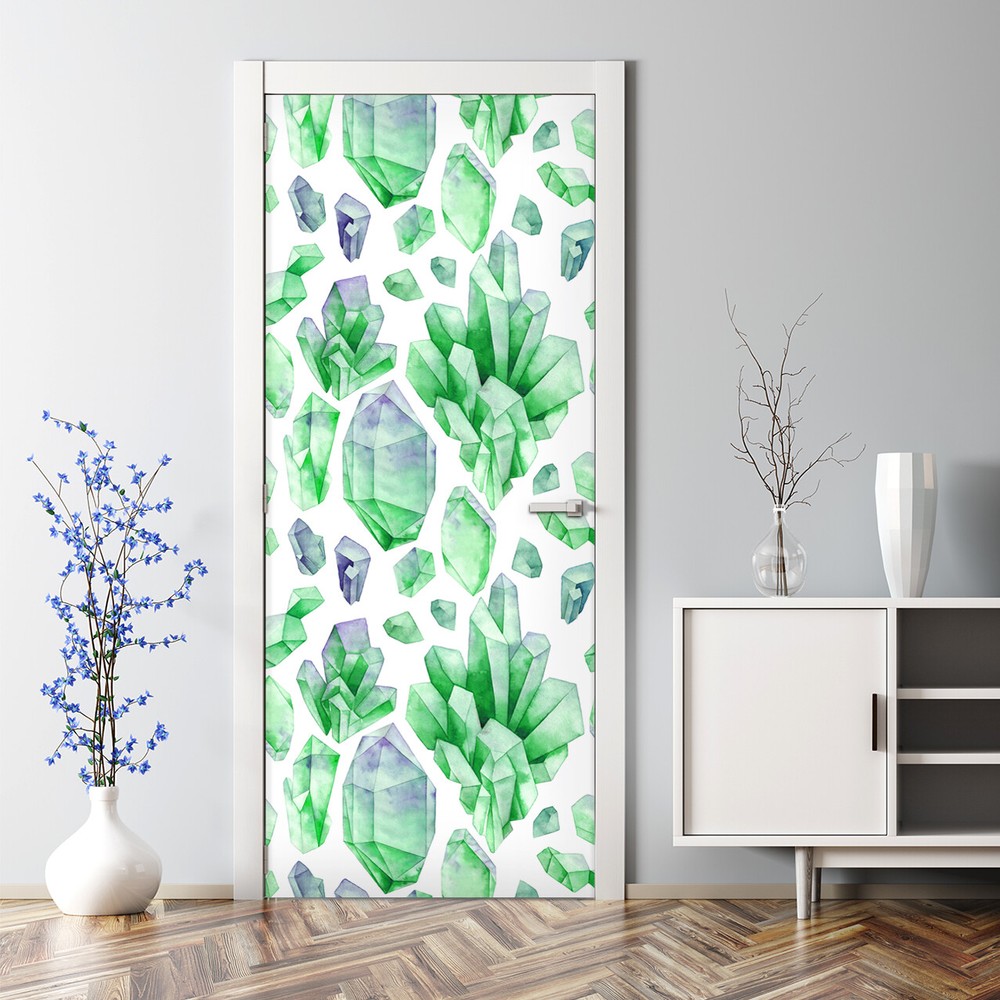 Bubble-Free Geometric Crystal Door Sticker Simple Self-Adhesive Decor