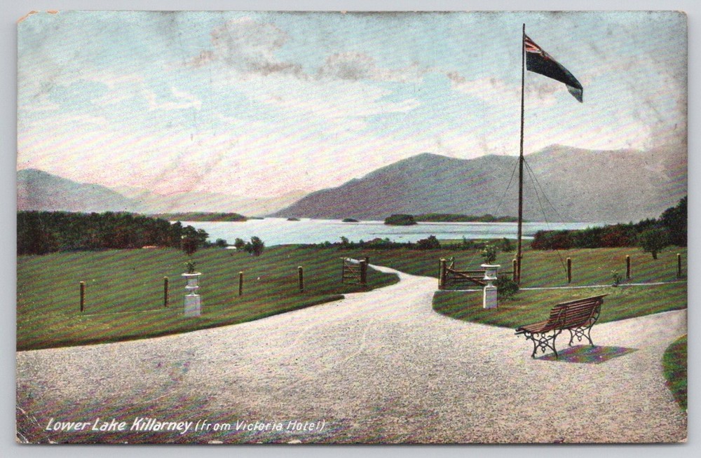 Vintage Postcard Lower Lake Killarney Victoria Hotel Ireland c.1905 Posted