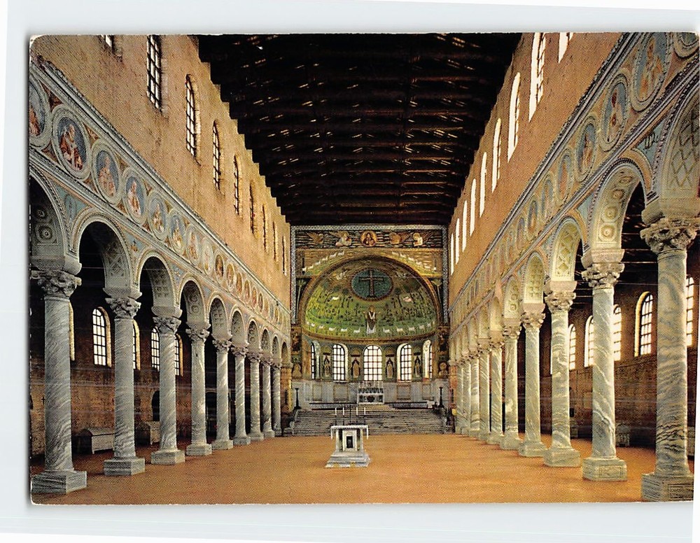 Postcard Interior of Basilica di Sant'Apollinare in Classe Ravenna Italy