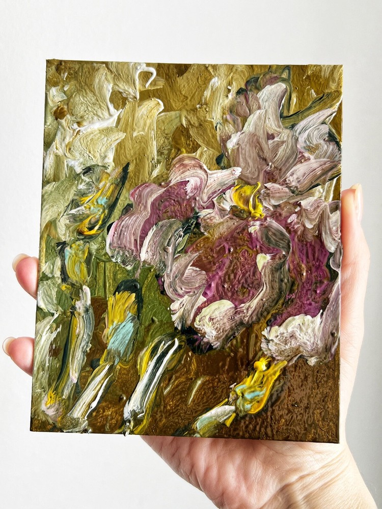 Vibrant Impressionist Iris Flower Oil Painting Garden Artwork Floral Decor