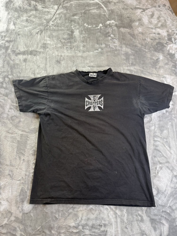 Vintage West Coast Choppers Iron Cross T-Shirt Men M Black Jesse James Biker Y2K