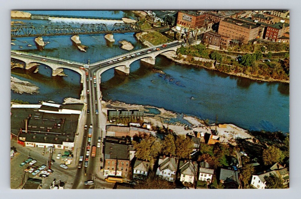 Zanesville OH-Ohio Aerial Y Bridge, Muskingum & Licking Rivers Vintage Postcard