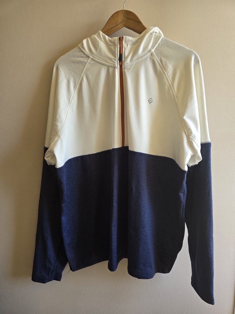 Men's Aspen Long Sleeve 1/4 Zipper Blue White Athletic Hoodie Shirt Size XL