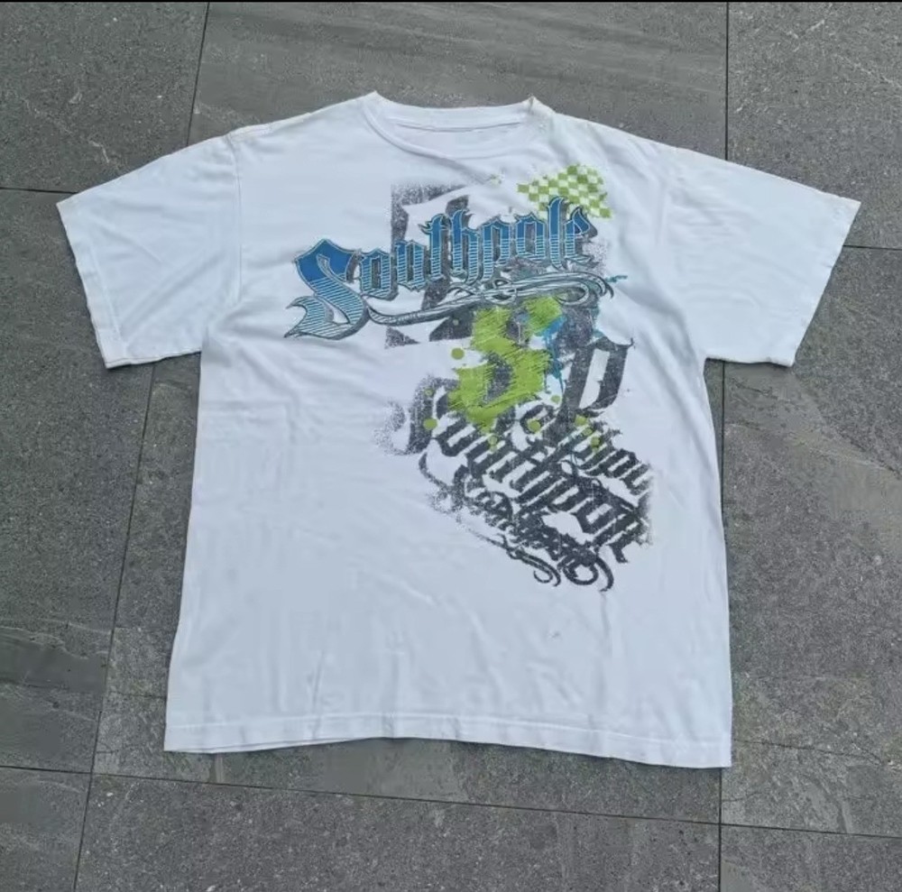 Mens Y2K Gothic Graphic T Shirt Streetwear South pole Wing  Grunge Vinatage Tee