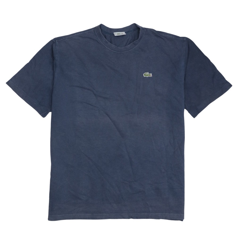 Lacoste Mens T Shirt Navy Blue Cotton Embroidered Croc Logo Tee Short Sleeve L