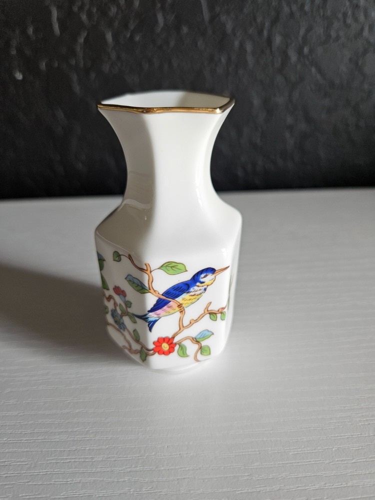 Vintage Aynsley Pembroke Fine English Bone China Small Floral Bird Bud Vase