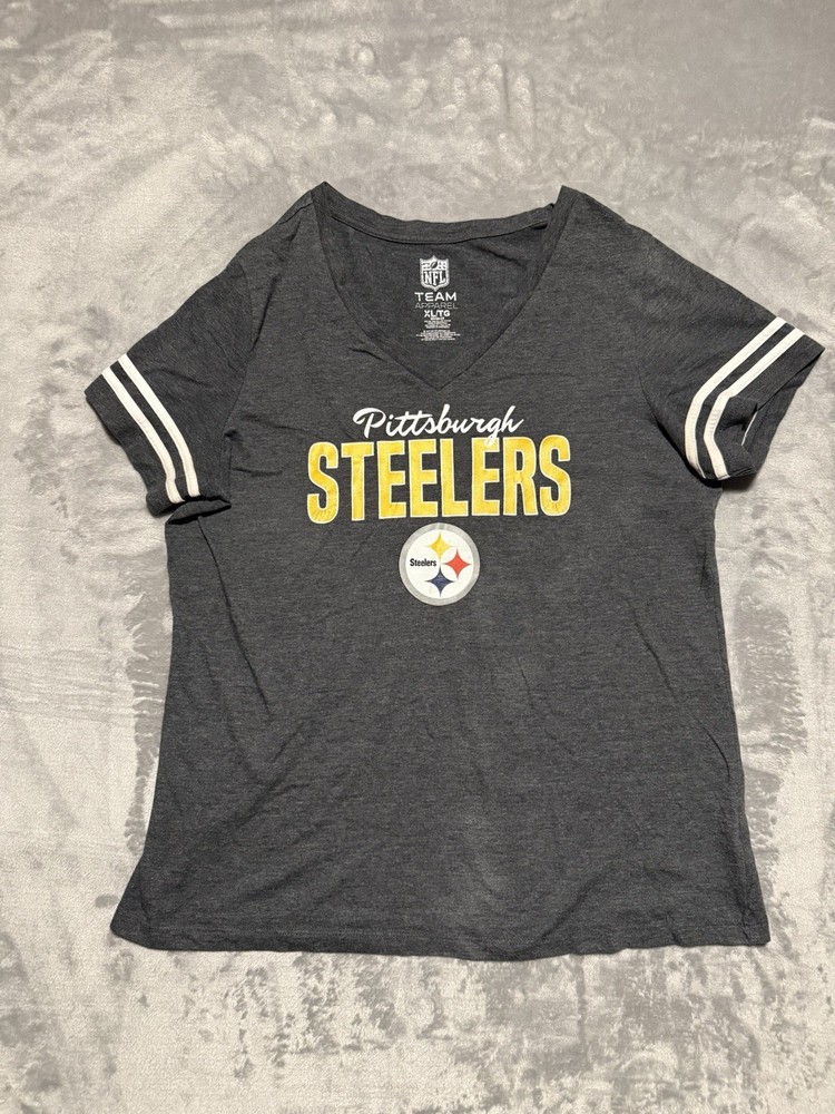 NFL TEAM APPAREL Womens Graphic T-Shirt Top Size XL Grey
