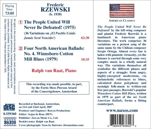 Ralph Van Raat - RZEWSKI, Frederic: The People Unite... - Ralph Van Raat CD 9OVGFREE US DELIVERY | EAN: 0636943936023 | Quality CD