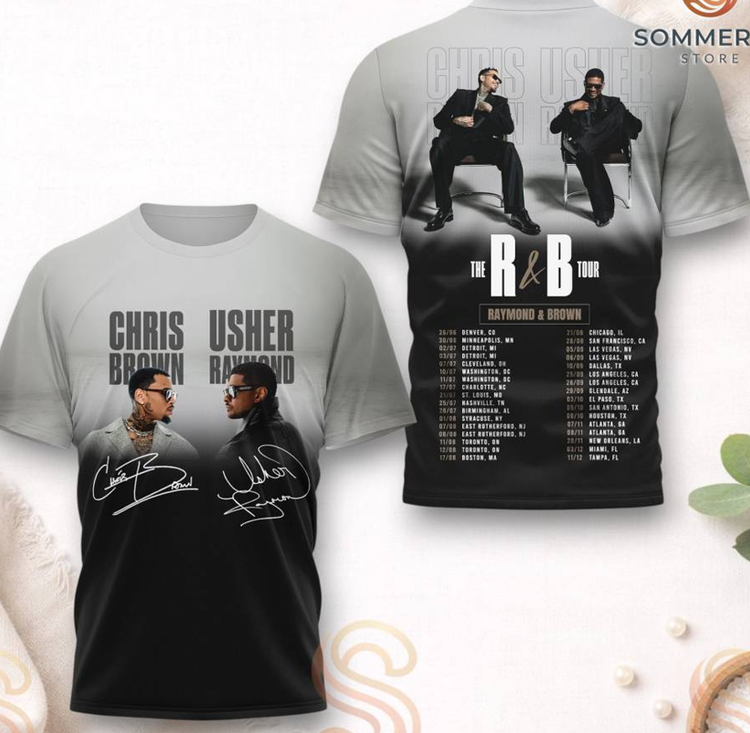 GOOD PRICE Usher Raymond Chris Brown The R&B Tour 3D SHIRT
