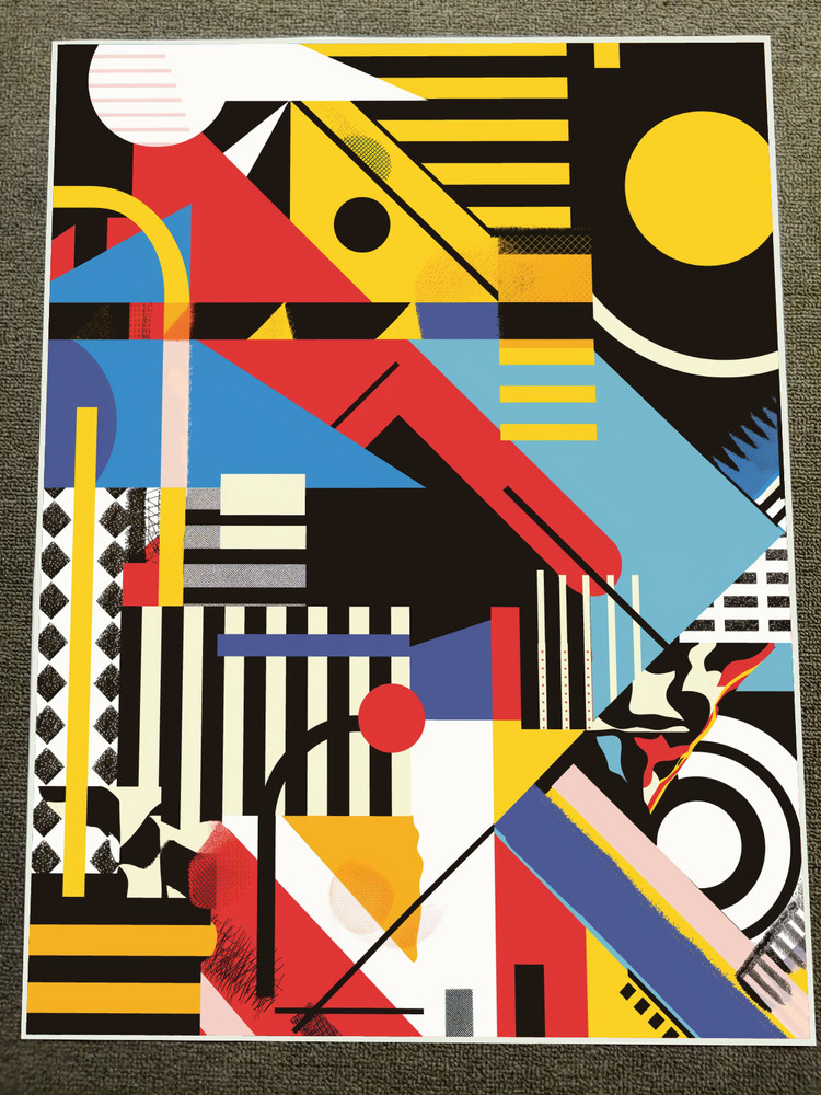 Bold Geometric Abstract Art with Bright Primary Colors Poster 18x24in-image