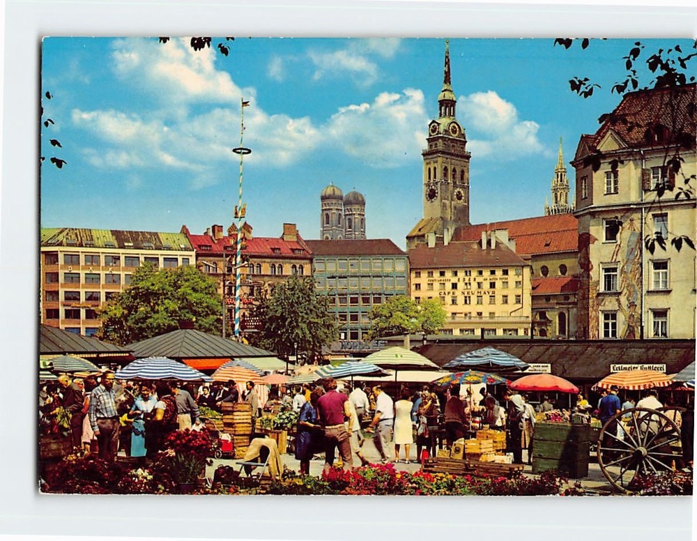 Postcard Viktualien Market Munich Germany