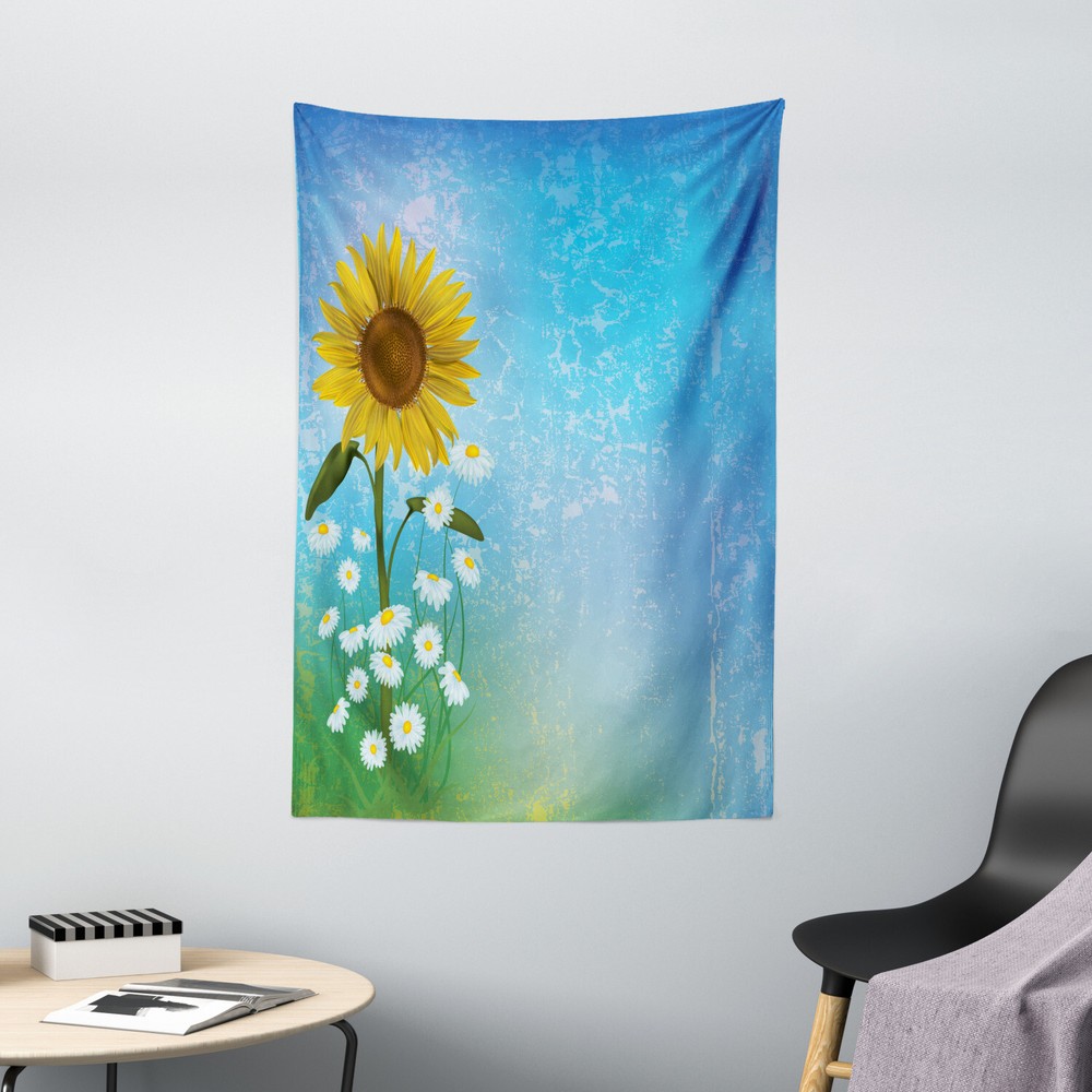 Pastel Tapestry Sunflowers Chamomiles Print Wall Hanging Decor
