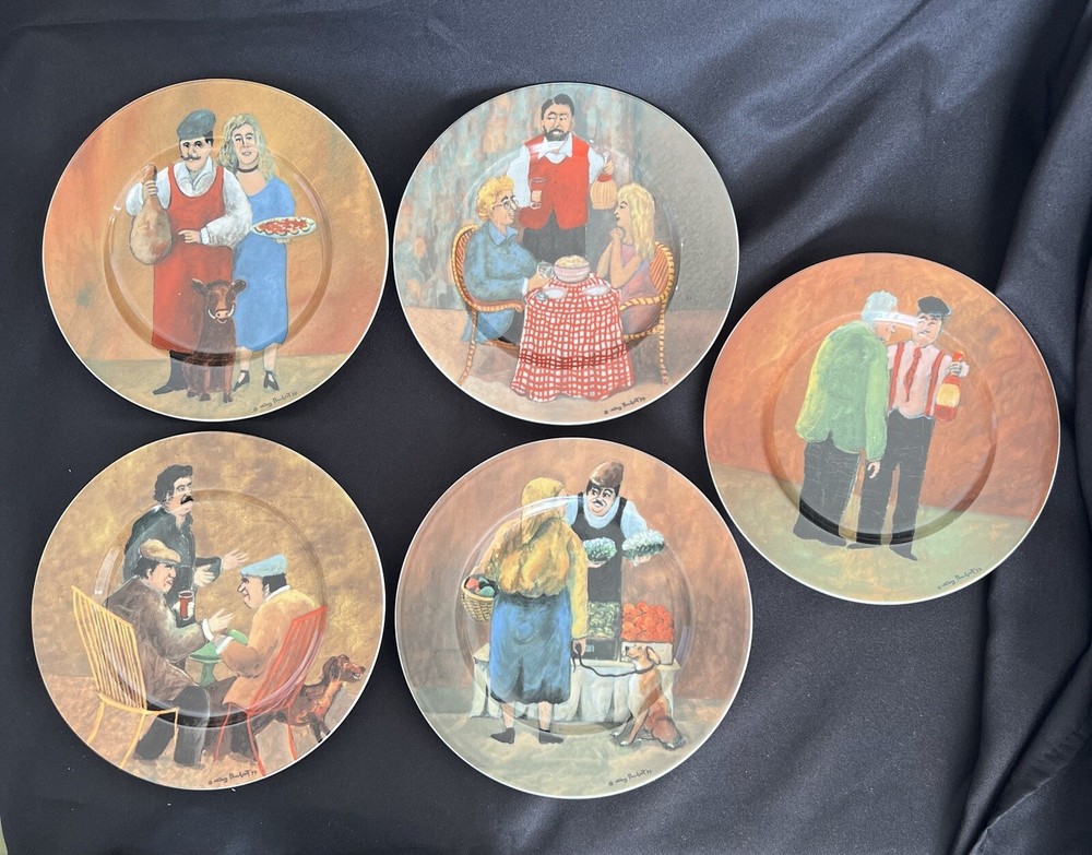 Set Of 5 Guy Buffet Tuscan Storefronts Fine Porcelain Salad Plates Germany