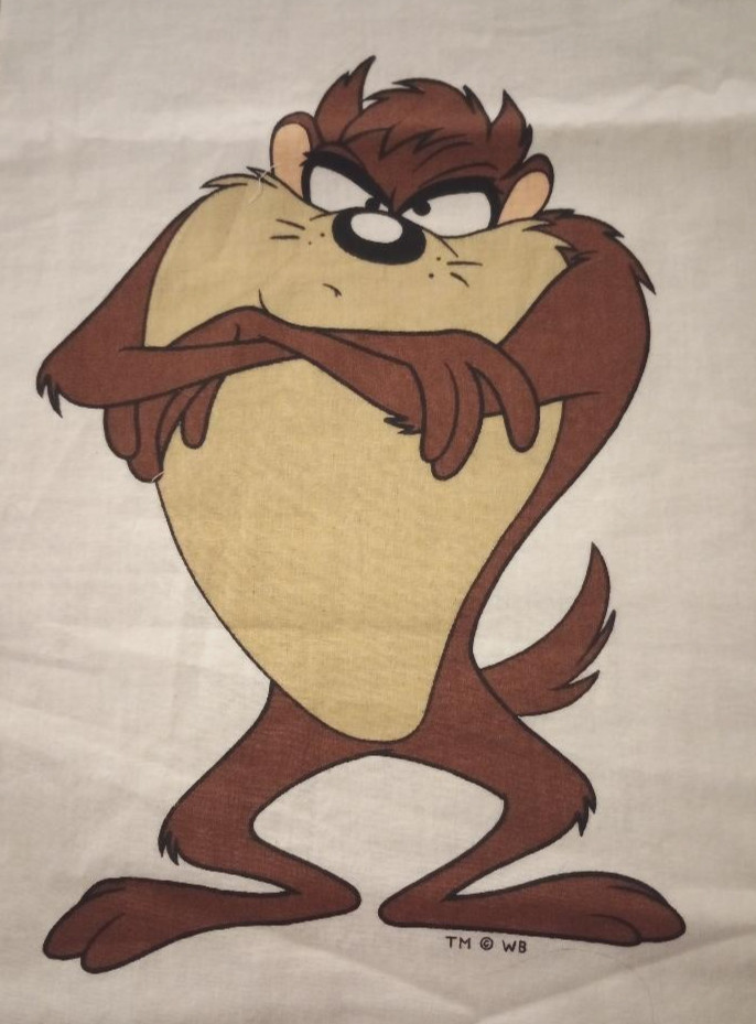 looney tunes taz fun fabric large print 11 x 7.5  inch 1pc new