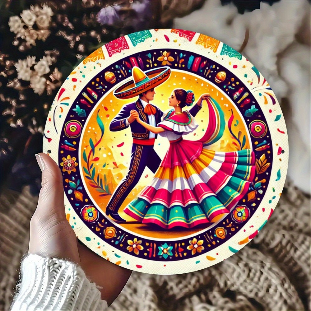 Vintage Mexican Tango Dance Couple Metal Wall Decor