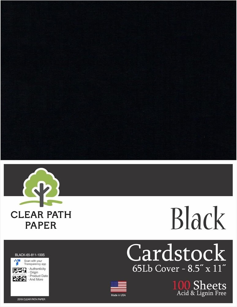 Acid-Free Black Cardstock - 100 Sheets - Perfect for Scrapbooking & Printing-image