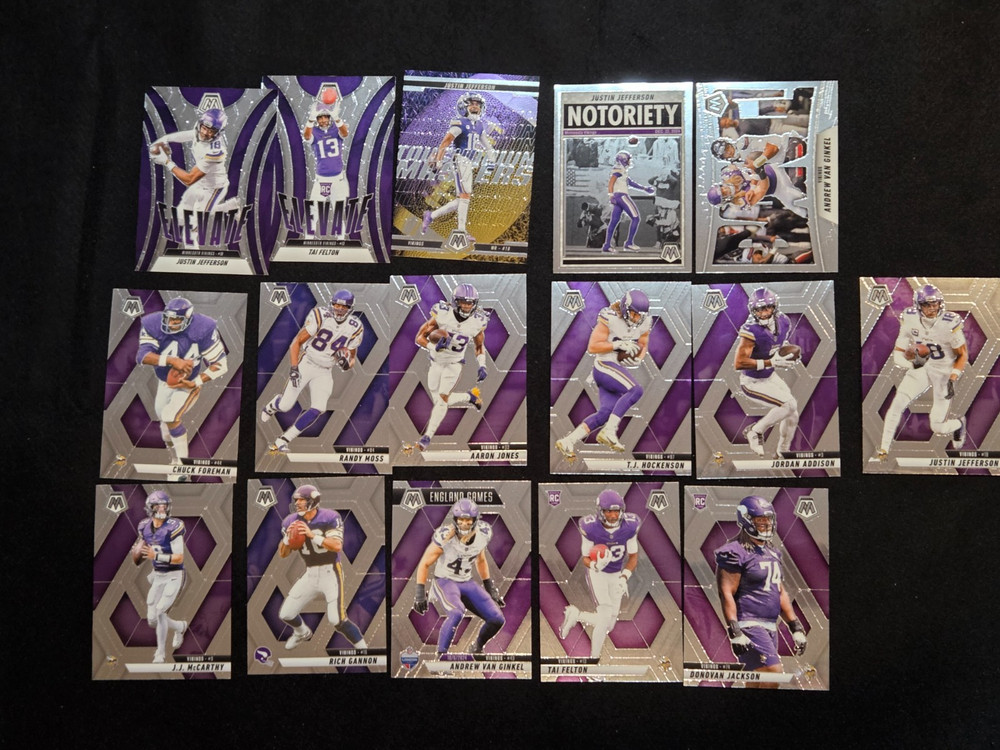 2025 Mosaic Minnesota Vikings Complete Base Team Set With Inserts 16 Card Lot