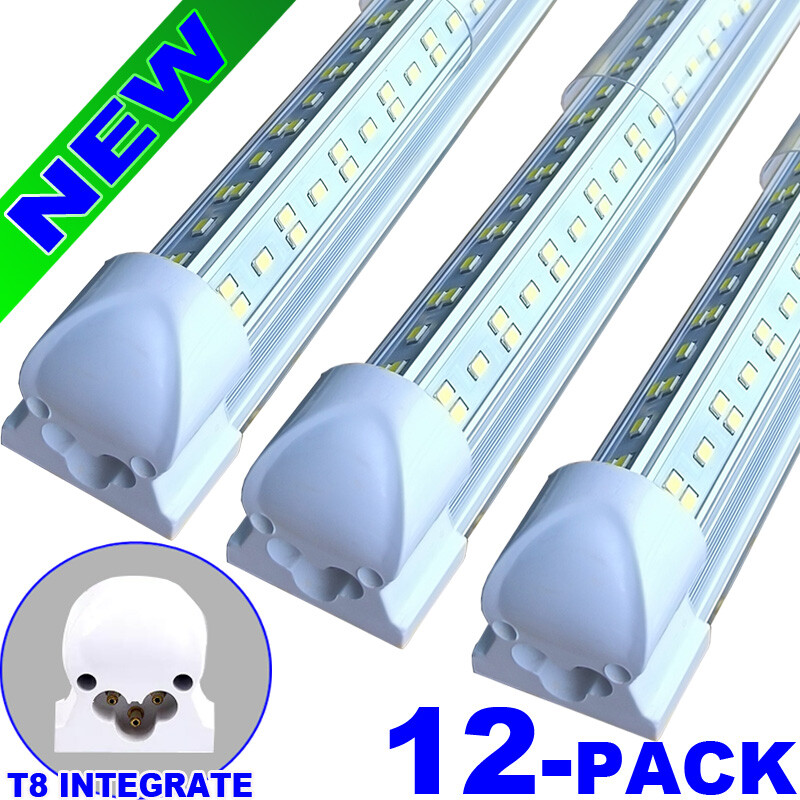 8ft LED Tube Light Bulb 144W LED Shop Light Ceiling Fixture 6500K 18000lm 12 pc
