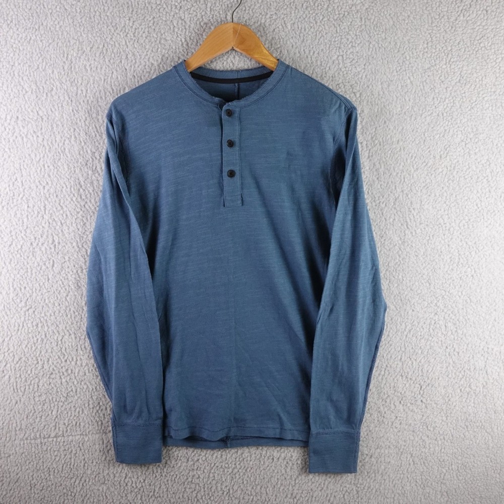 Rag & Bone Mens Blue Slub Knit Long Sleeve Henley Shirt Size Small S 7393