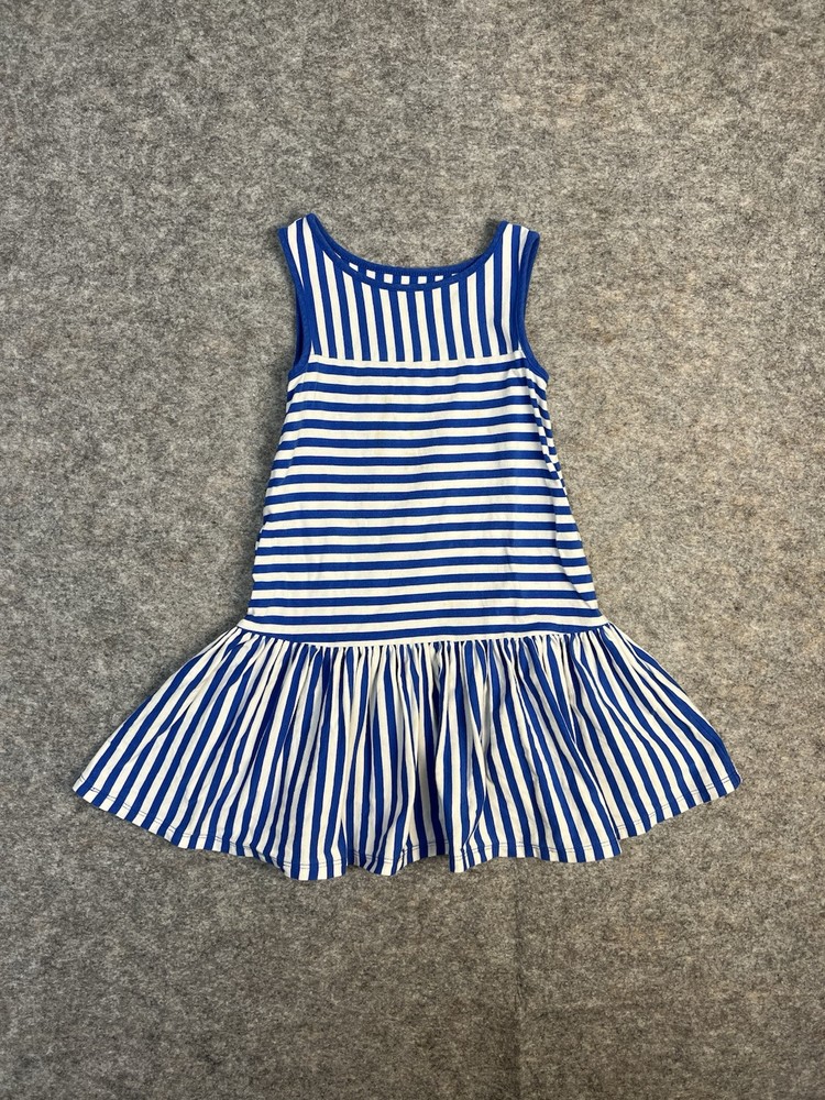 LANDS END Girl’s Dress, Blue Stripes, Size S (4)