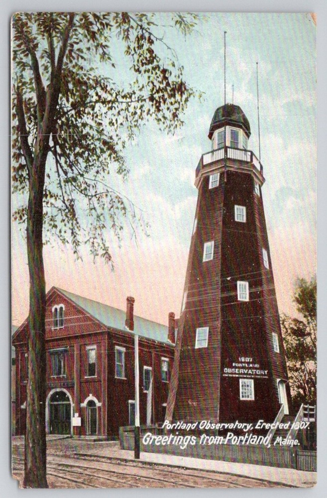 Portland Observatory Maine Postcard Hugh C. Leighton Co. Vintage Divided Back