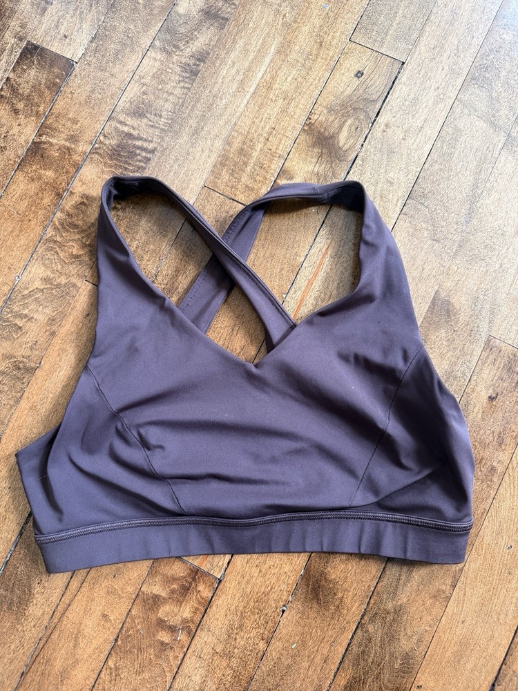 Lululemon Brown Crossback Sports Bra Wireless Pullover Size 10
