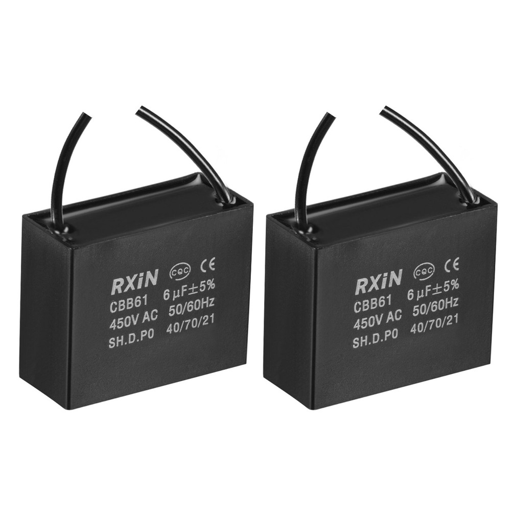 2Pcs Ceiling Fan Capacitor CBB61 Metallized Polypropylene Film Capacitor 450V