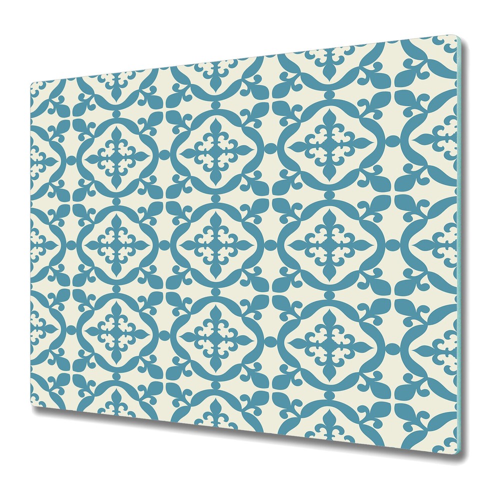 Tempered Glass Worktop Saver Moroccan tile blue and golden 60x52