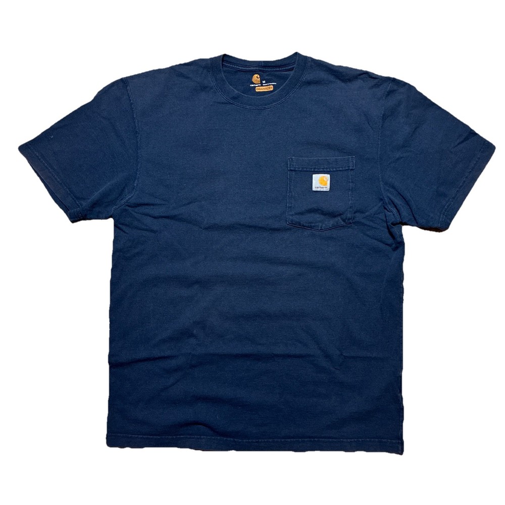 Carhartt Shirt Mens Medium Blue Short Sleeve Tee Original  Logo Workwear