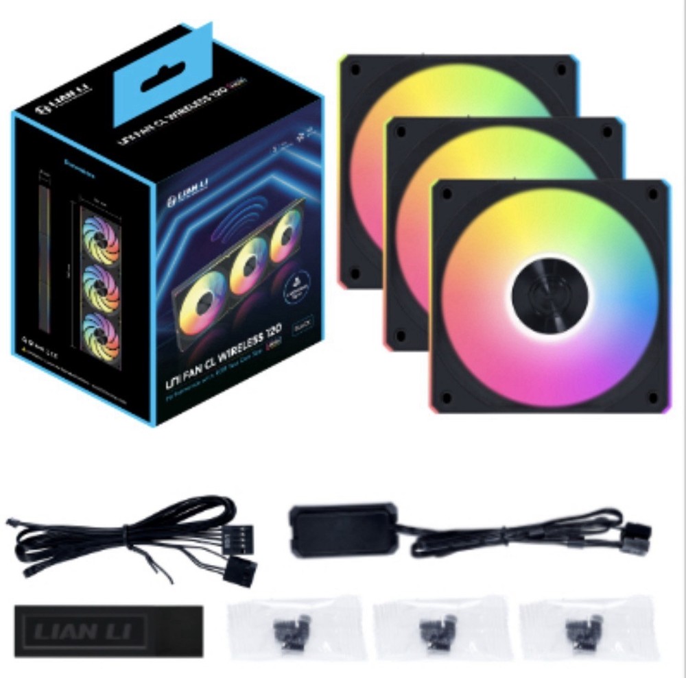 Lian Li Uni Fan CL Wireless 120mm Black 3 Pack with Controller RGB PC Fans
