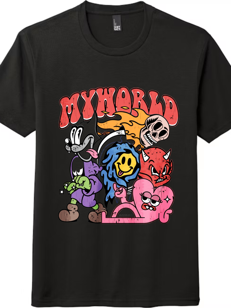 Vintage Cartoon Monster & Skull Graphic Tee - Unisex Streetwear T-Shirt