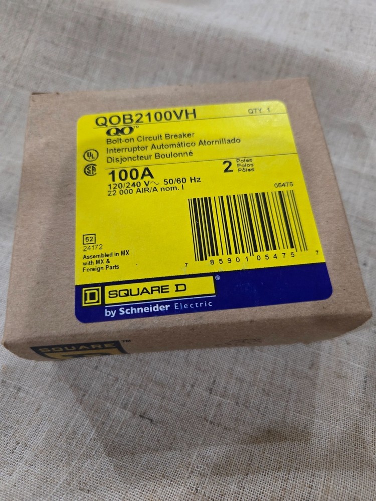 Square D QOB2100VH Miniature Circuit Breaker - 100 A, 2 Pole, 120/240 VAC