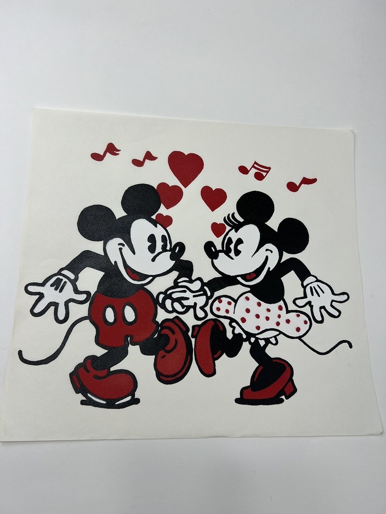 Mickey and Minnie Dancing vintage plastisol Heat transfers 11x13 Disney Print