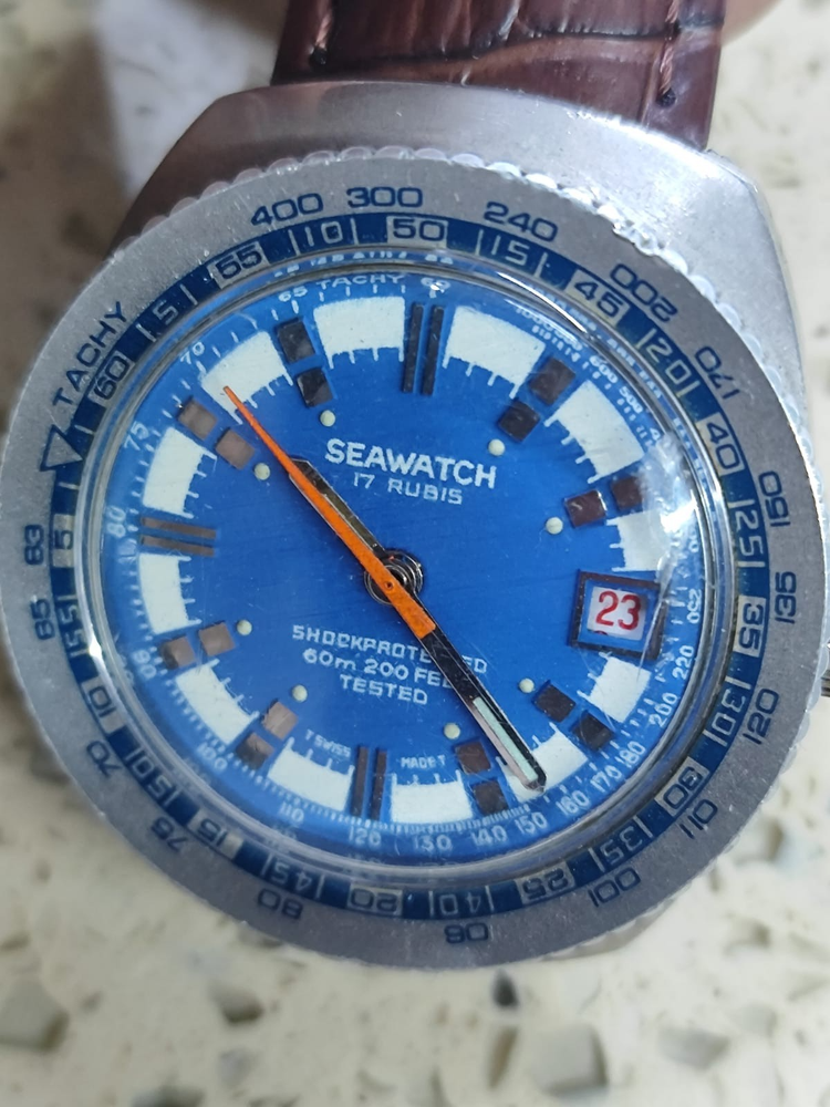 Vintage SEAWATCH Diver watch 42mm Blue Dial  Waterprof up to 60m/200feets