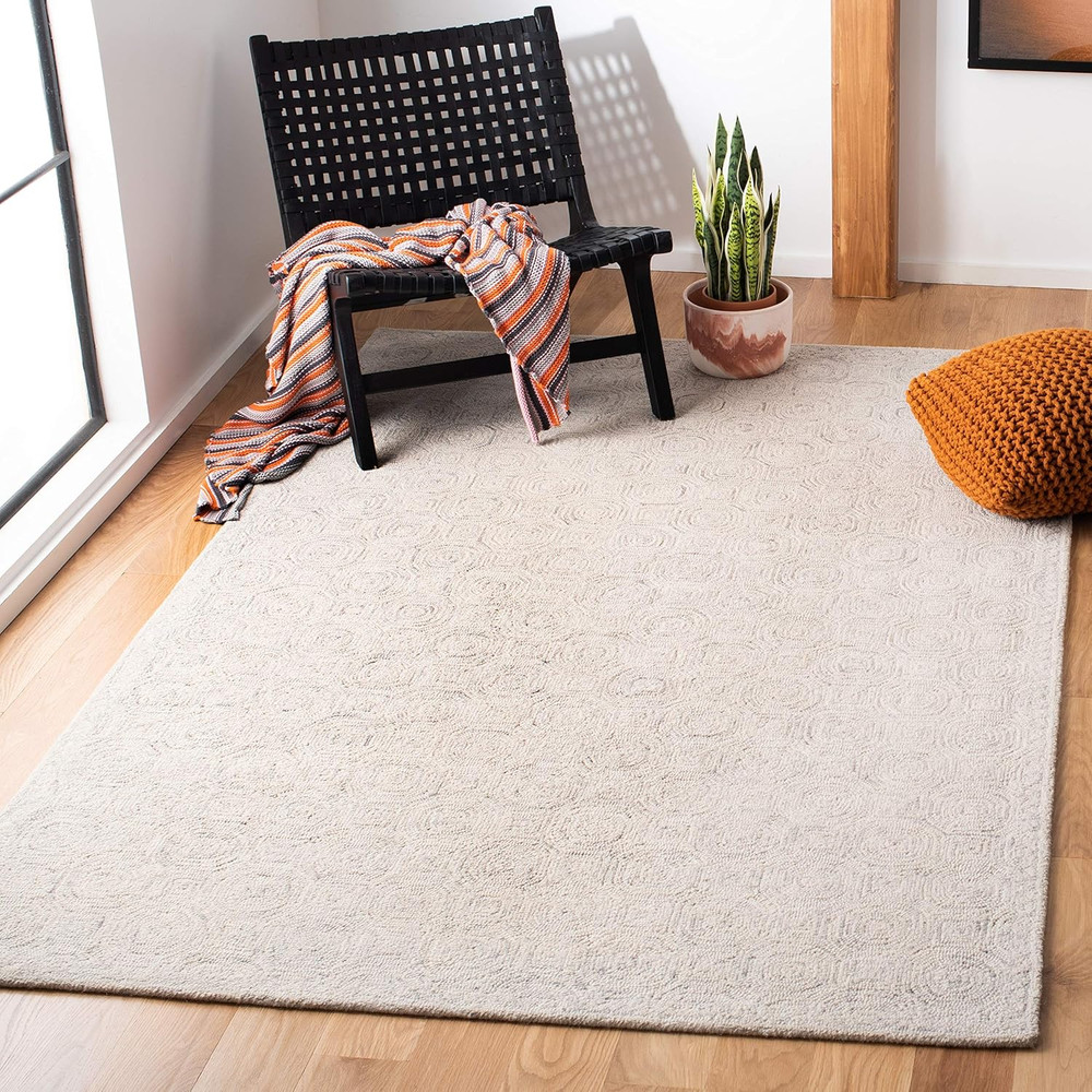 Micro-Loop Collection Accent Rug - 4' X 6', Silver & Grey, Handmade Wool, Ideal