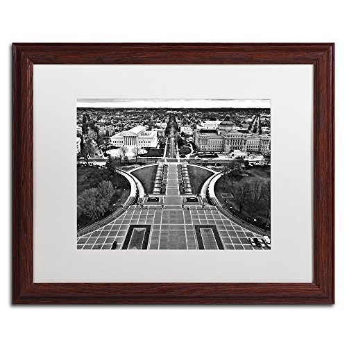 Washington DC Wood Framed Artwork by Cateyes, 16 by 20-Inch, White Matte
