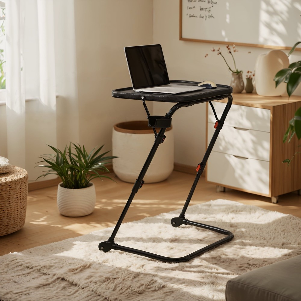 Homy Casa Black Adjustable TV Tray Table for Bed Sofa Dining