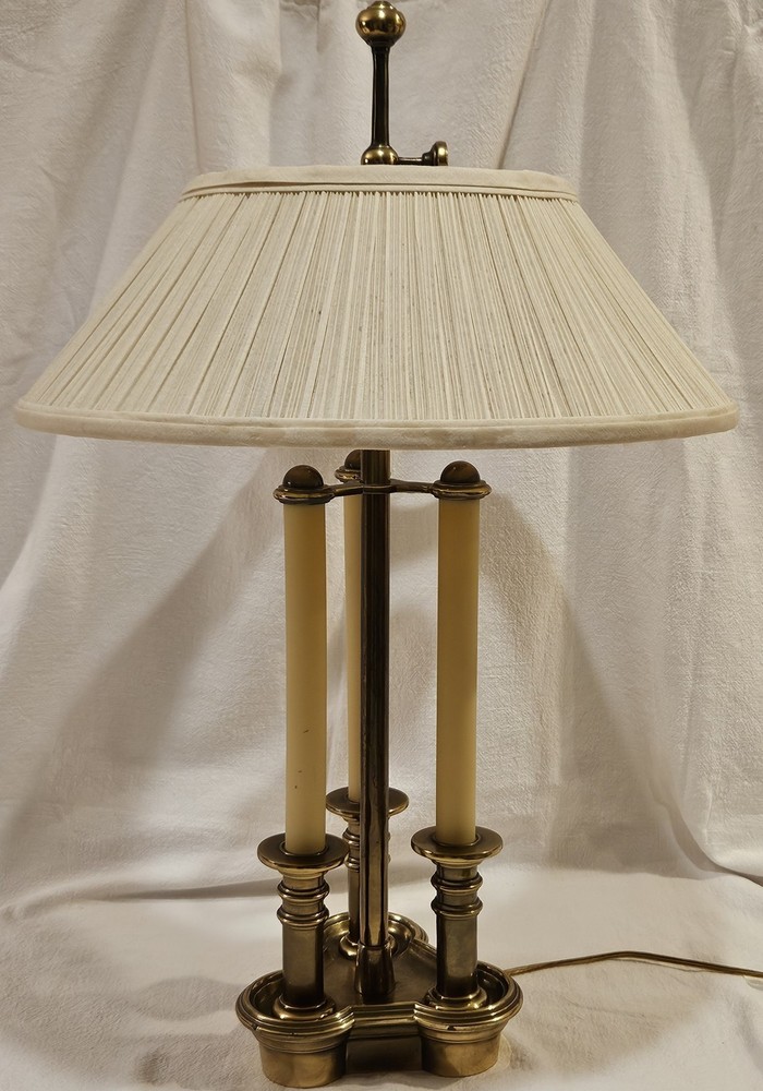 Ethan Allen Vintage Brass Bouillotte Candlestick Table Lamp Hollywood Regency