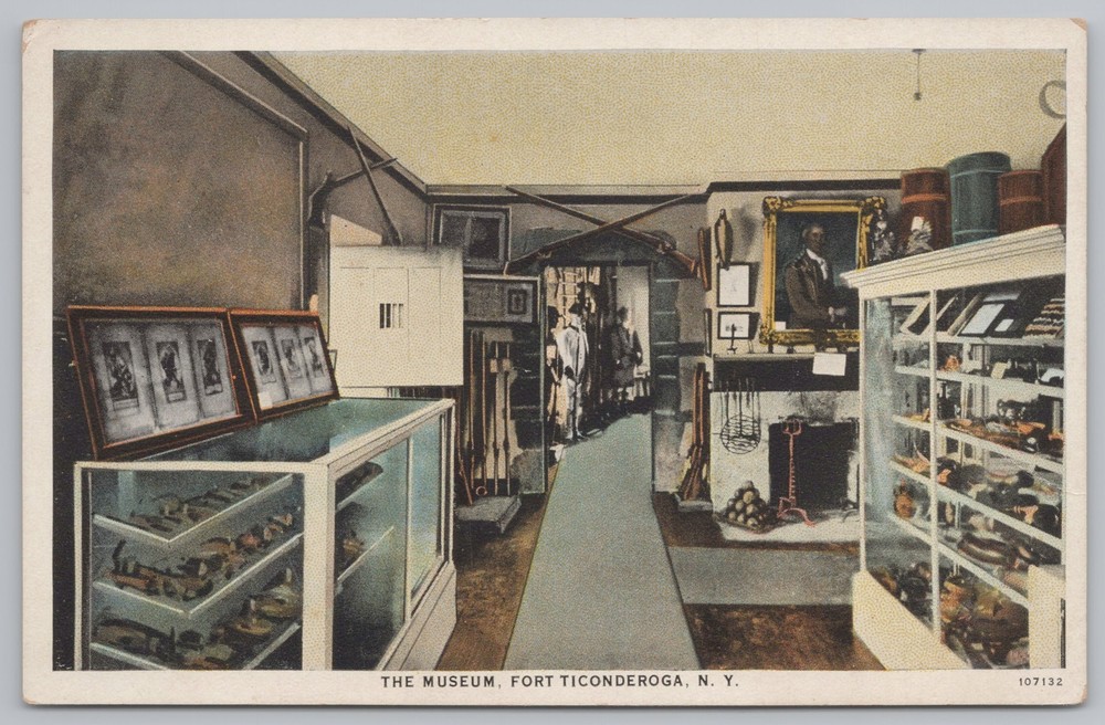 State View~Interior of Museum Fort Ticonderoga New York~Vintage Postcard