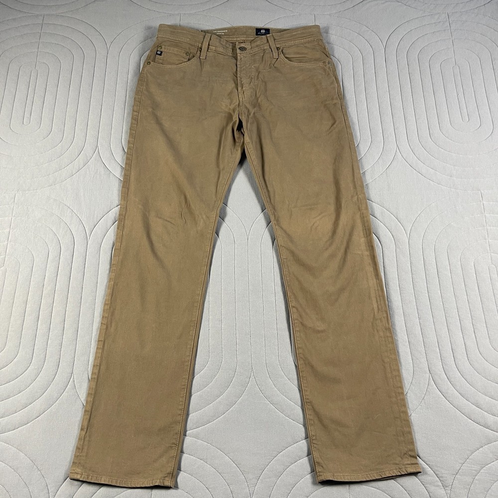 AG Adriano Goldschmied The Graduate Pants 33x32 Tan Khaki Tailored Leg Stretch