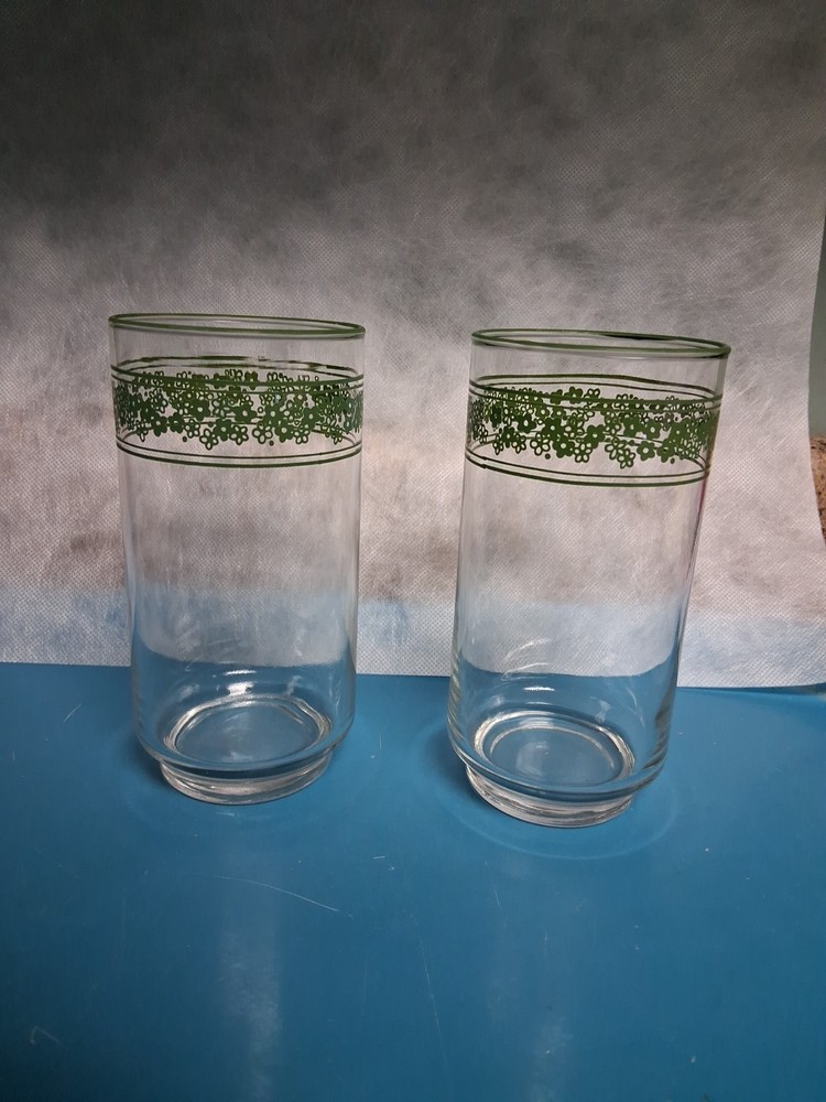 2 Libbey Corelle Spring Blossom Drinking Glasses Crazy Daisy 14oz