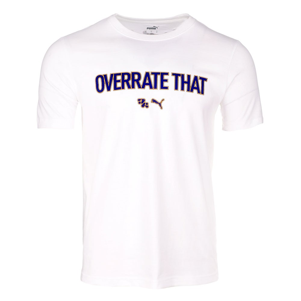 PUMA Overrate That Crew Neck Short Sleeve T-Shirt Mens White Casual Tops 6954750