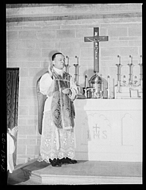 Photo:Father Smith Negro Catholic Church Mass 1940s Altar Crucifix Priest