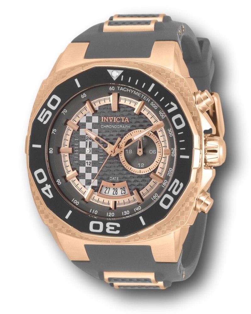 Invicta Speedway Men's 51mm Rose Gold Carbon Fiber Dual Time Dial Watch 33192