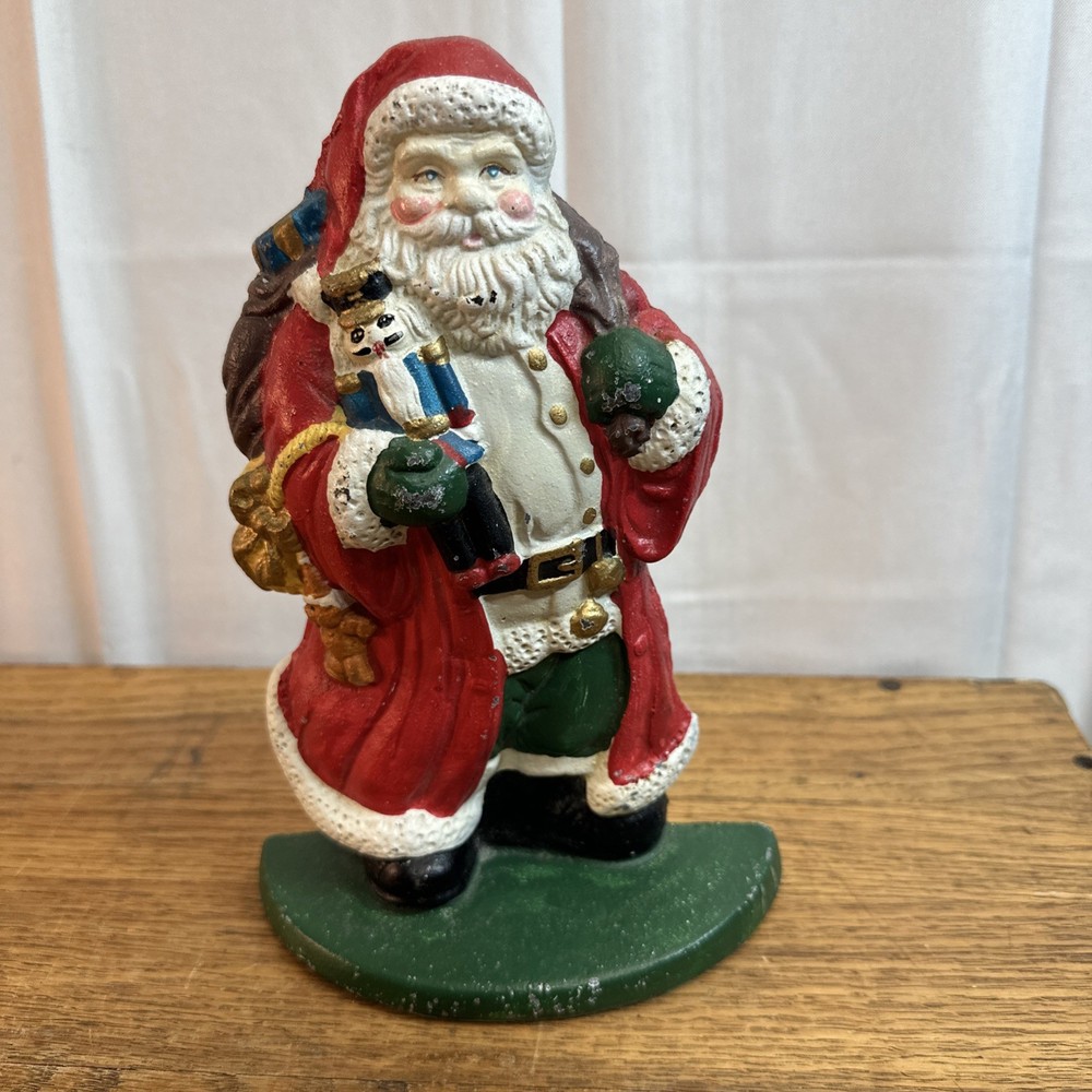 Vintage Santa Claus Door Stop Cast Iron 8.5