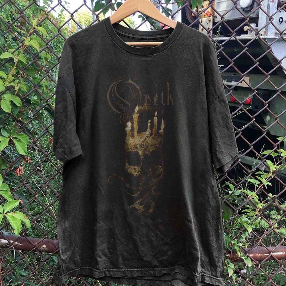 HOT! Opeth Skull Candle Graphic Unisex Black Cotton T-Shirt Size S-5XL
