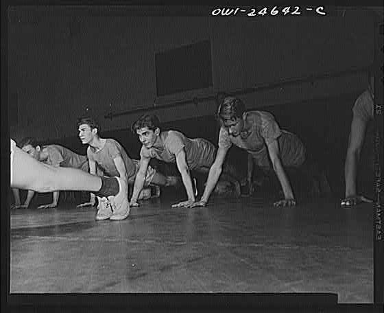 New York City New York 1930s Benjamin Franklin High School Boys Gym Exercise